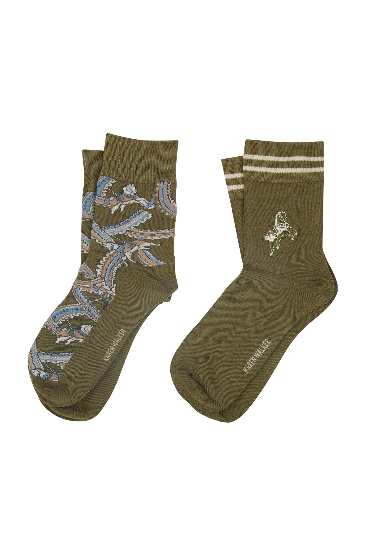 Karen Walker Carousel Socks 2 Pack Green Multi