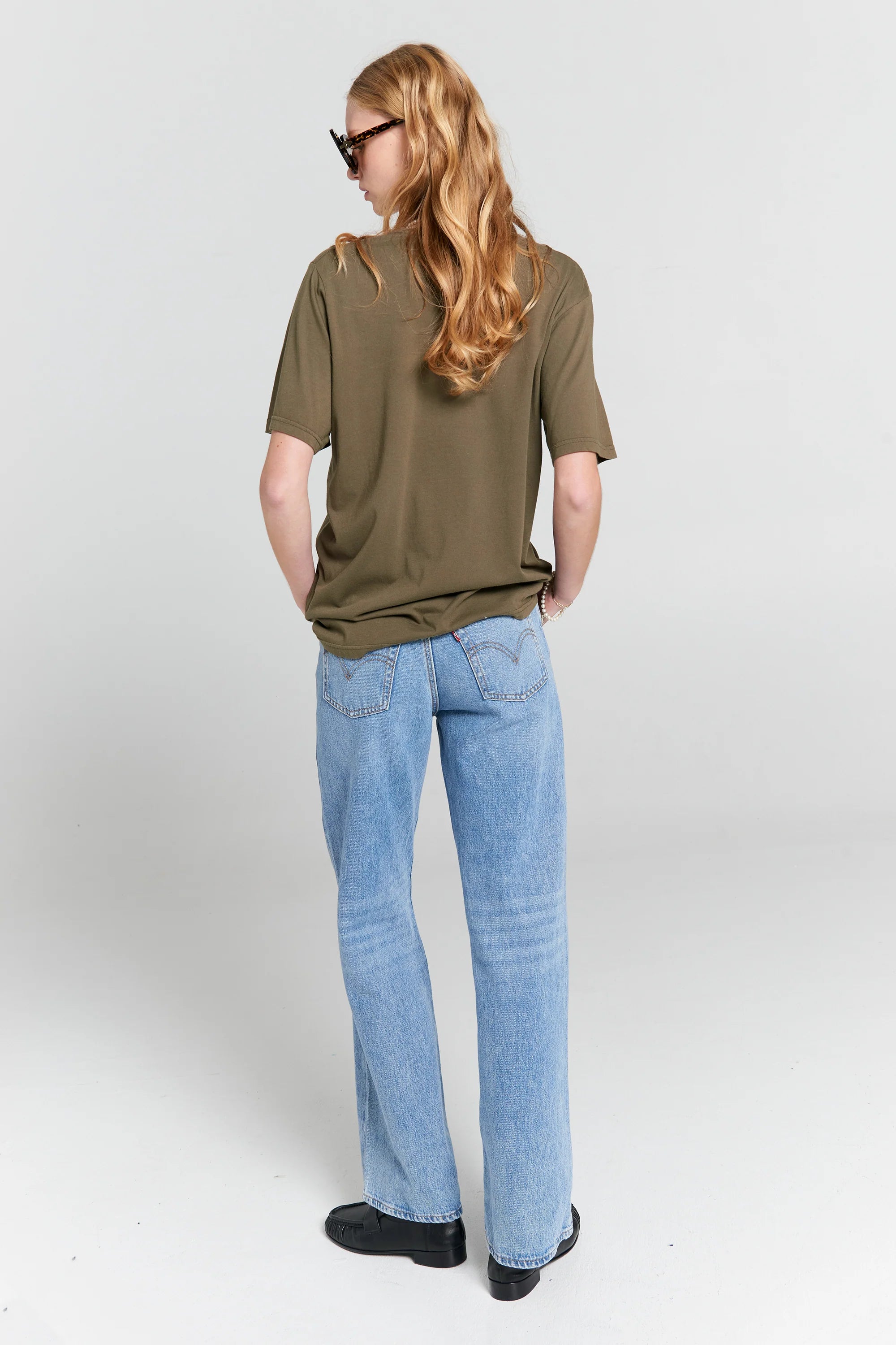 Karen Walker Embroidered Runaway Girl Classic Organic Cotton T-Shirt Hunter Green