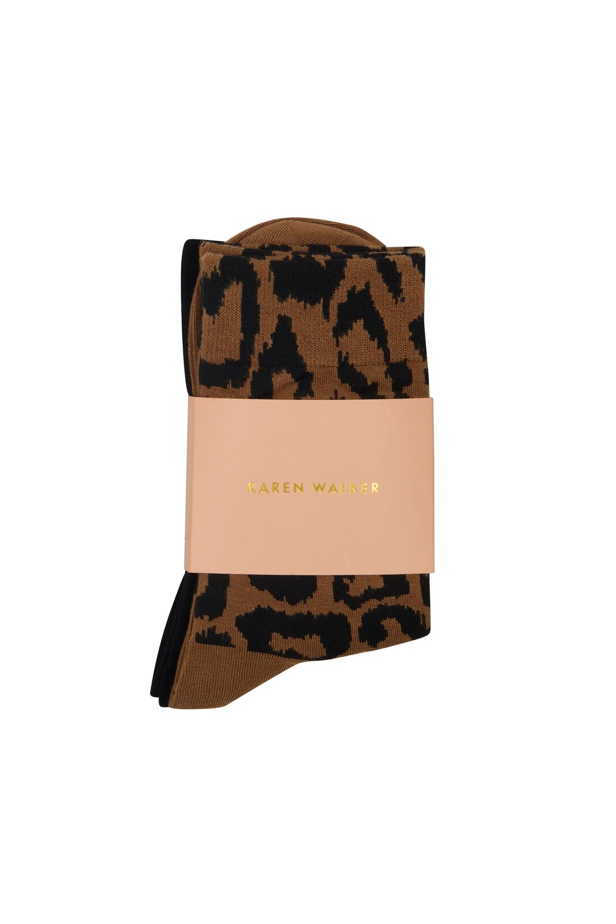 Karen Walker Leopard Socks 2 Pack Tan / Black