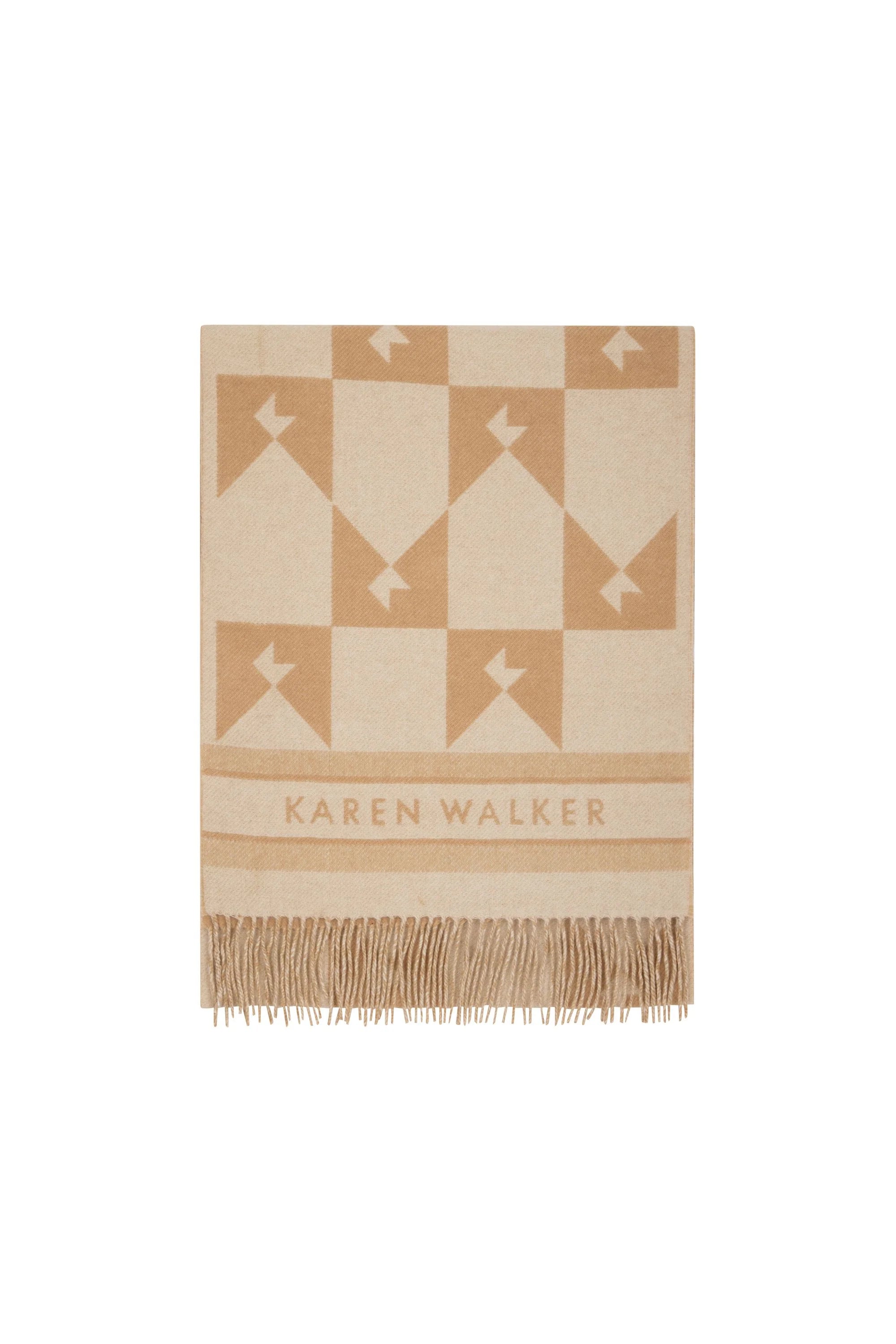 Karen Walker Monogram Jacquard Scarf Cream/Tan One Size