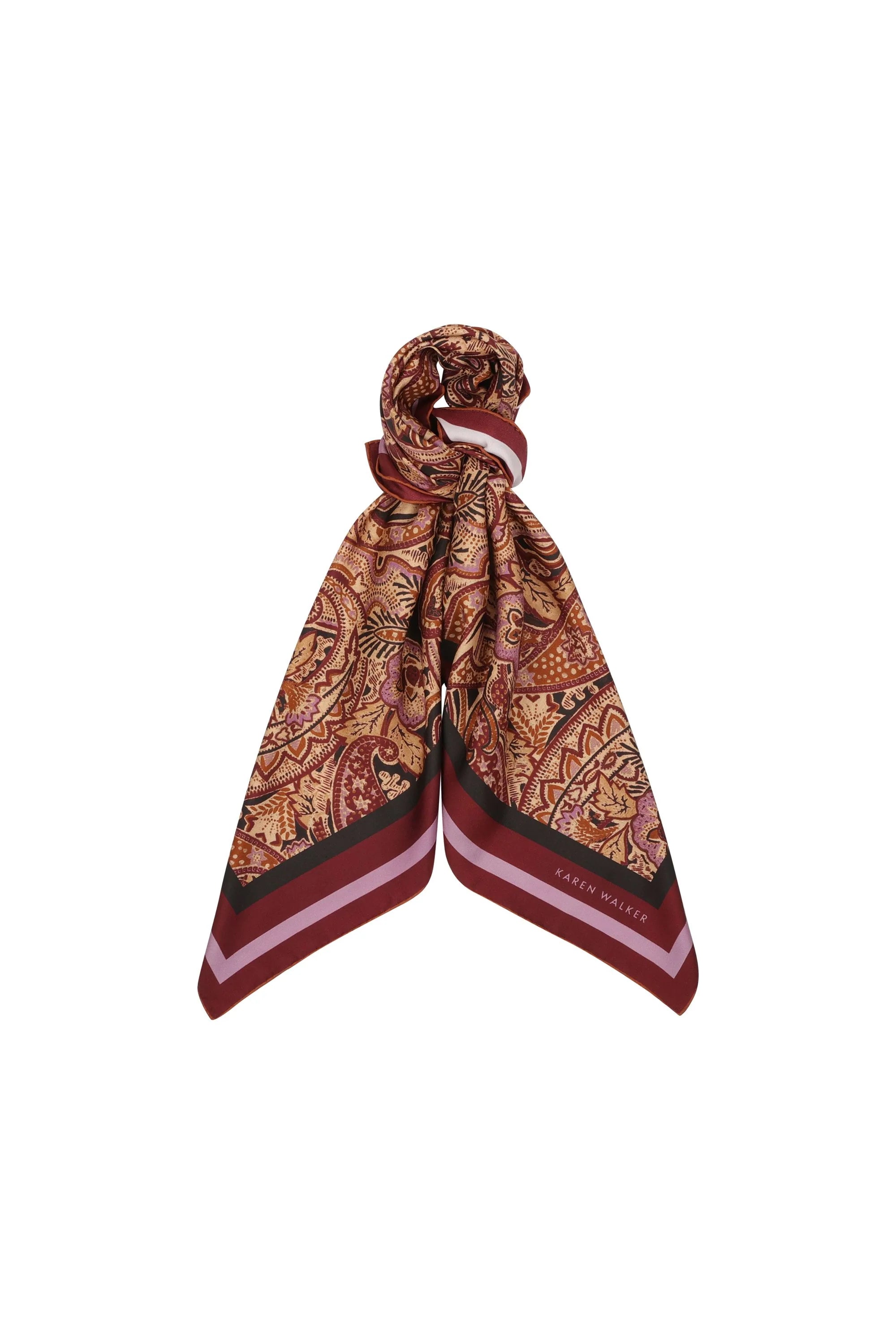 Karen Walker Paisley Classic Silk Scarf Burgundy