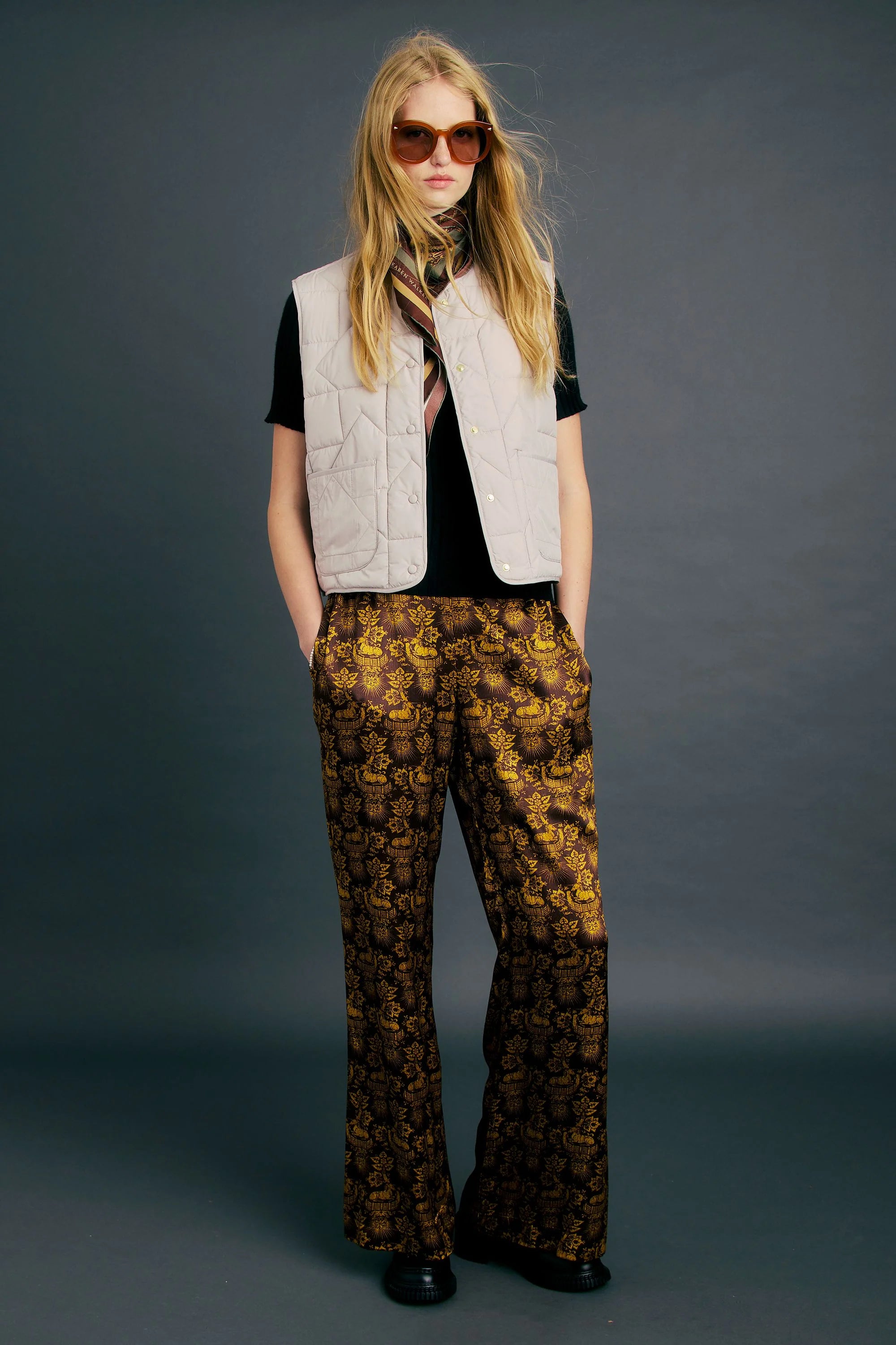 Karen Walker Quilted Drift Vest Ecru