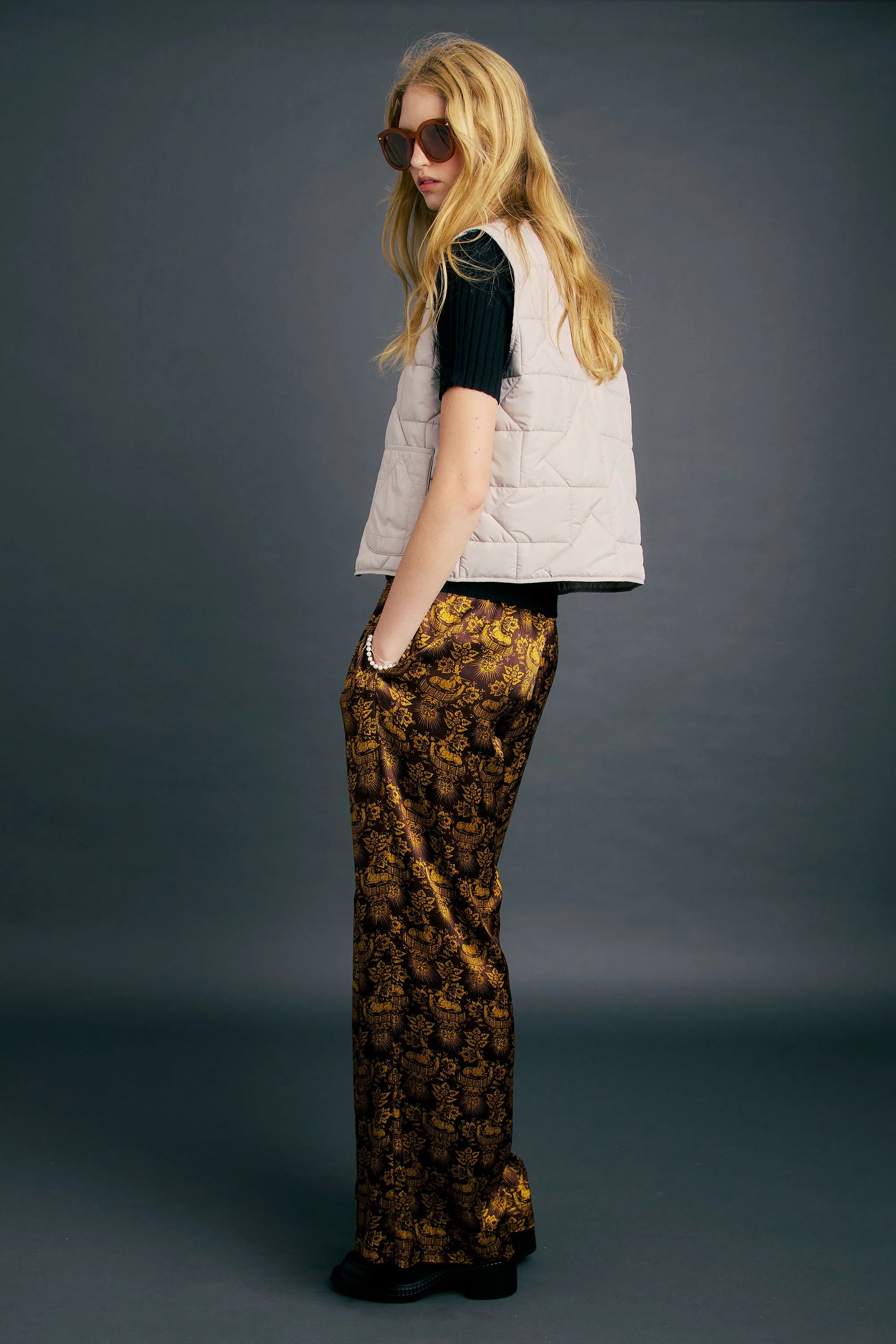 Karen Walker Quilted Drift Vest Ecru