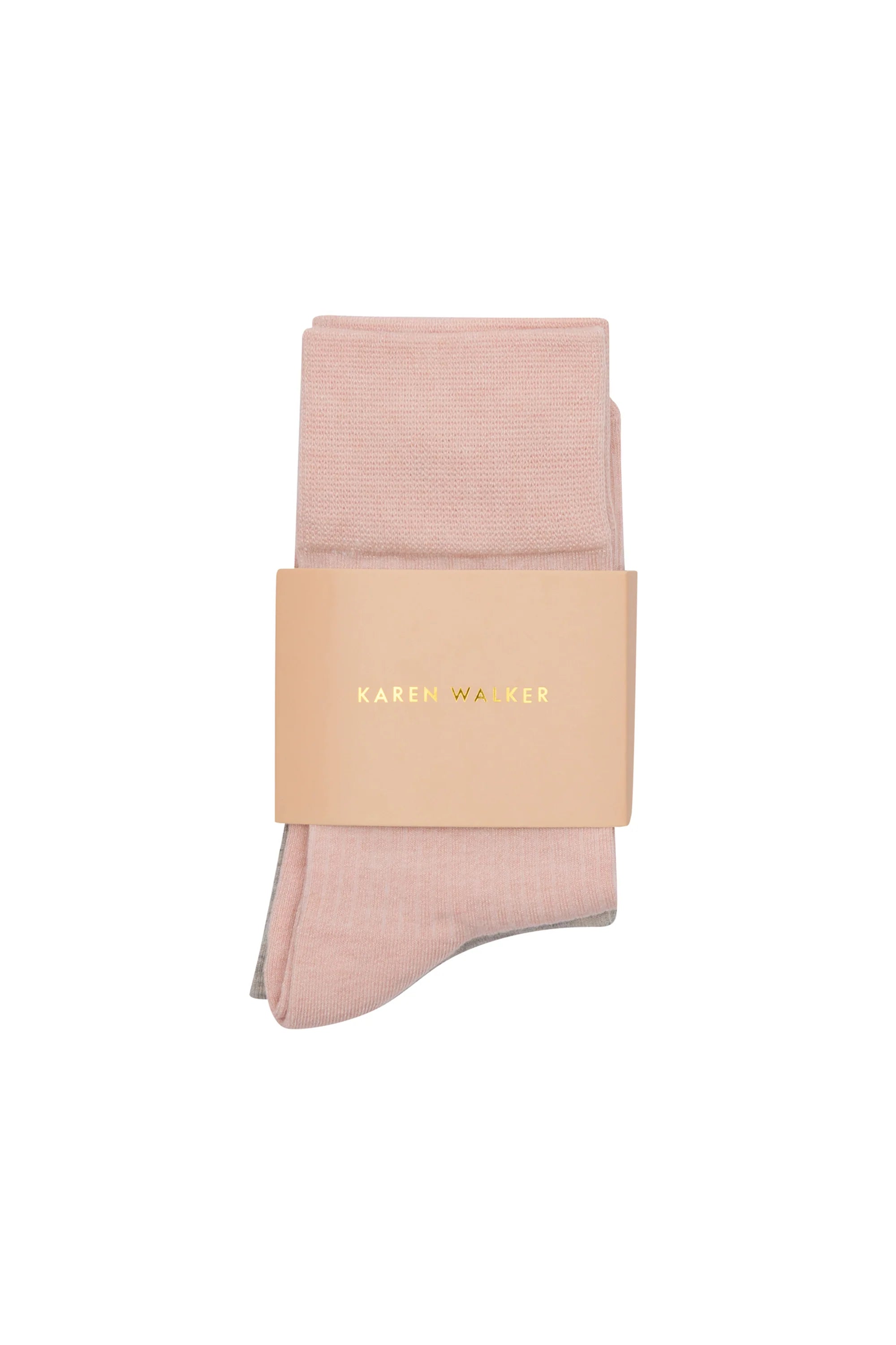 Karen Walker Runaway Embroidered Socks 2 Pack Blush/Light Grey