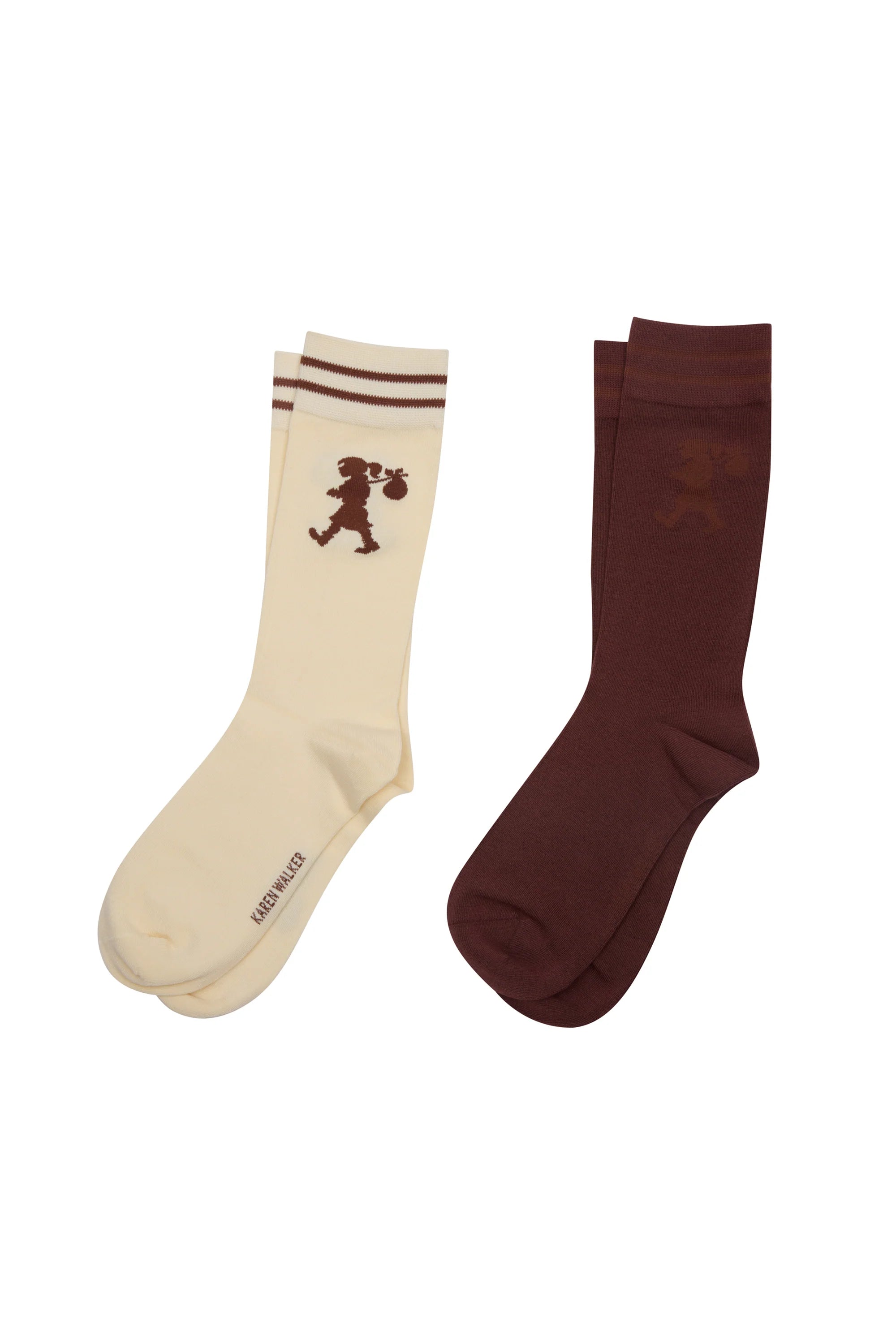 Karen Walker Runaway Girl Socks 2 Pack Cream/Mahogony