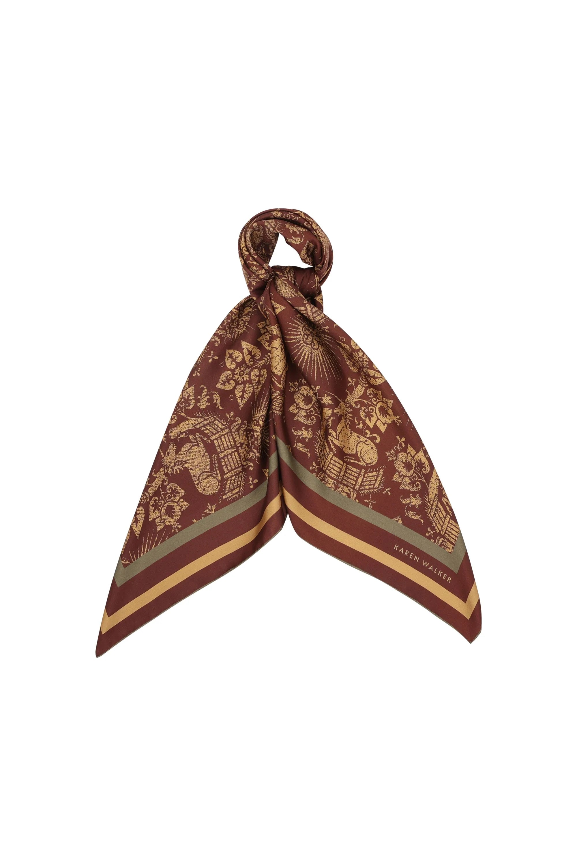 Karen Walker Unicorn Classic Silk Scarf Chocolate Multi