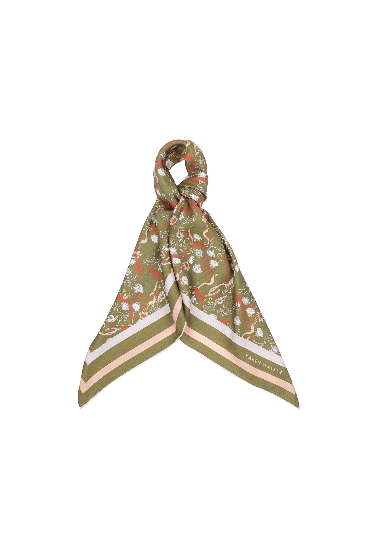 Karen Walker Whimsy Floral Classic Scarf Olive Multi