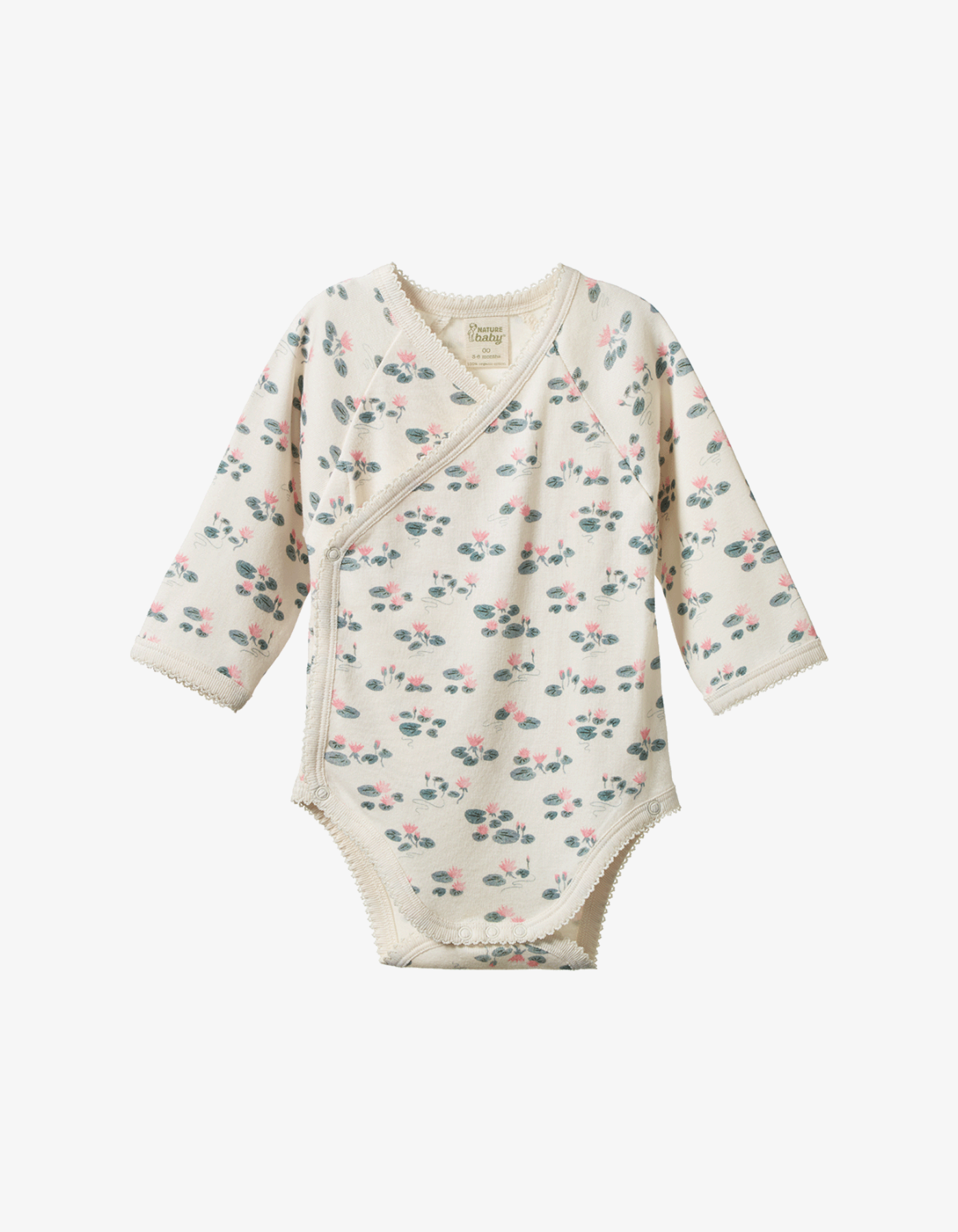 Nature Baby L/S Kimono Bodysuit Waterlillies Print