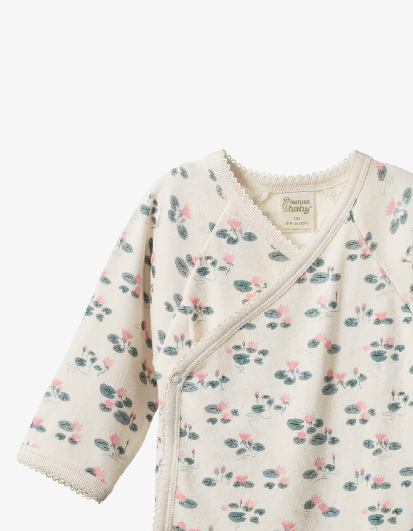 Nature Baby L/S Kimono Bodysuit Waterlillies Print