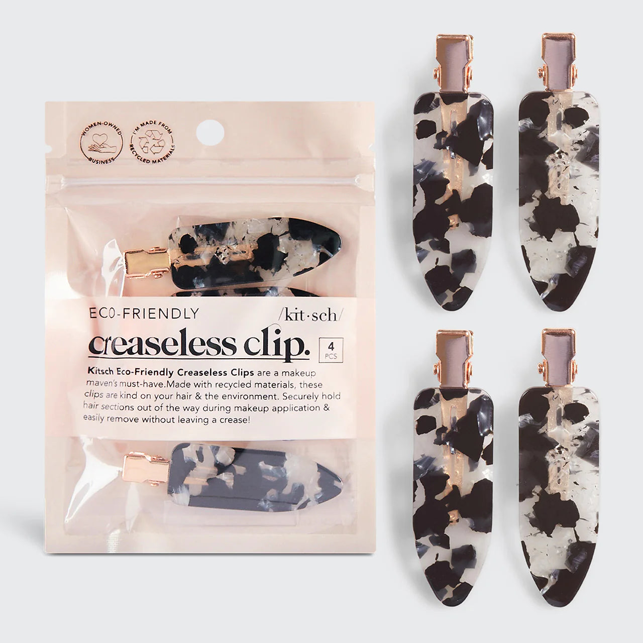 Kitsch Creaseless Hair Clips 4pc Set Leopard