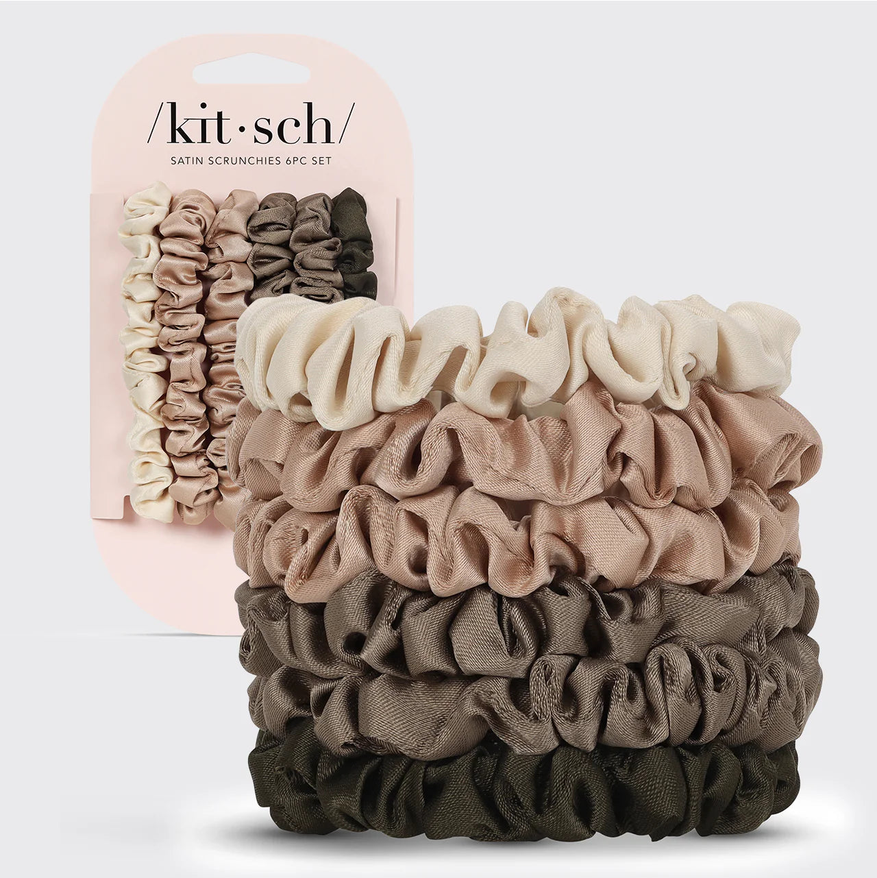 Kitsch Eucalyptus Ultra Petite Satin Scrunchies 6pc set