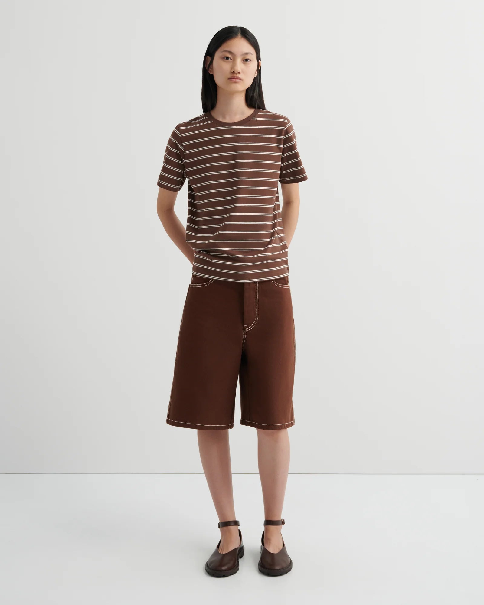 Kowtow Classic Tee Brown Stripe