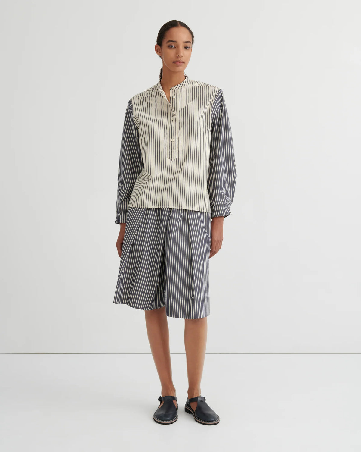 Kowtow Curate Shirt Ecru Stripe