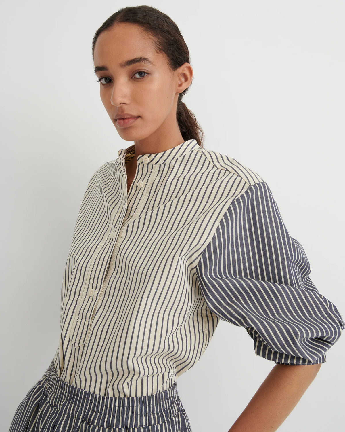 Kowtow Curate Shirt Ecru Stripe