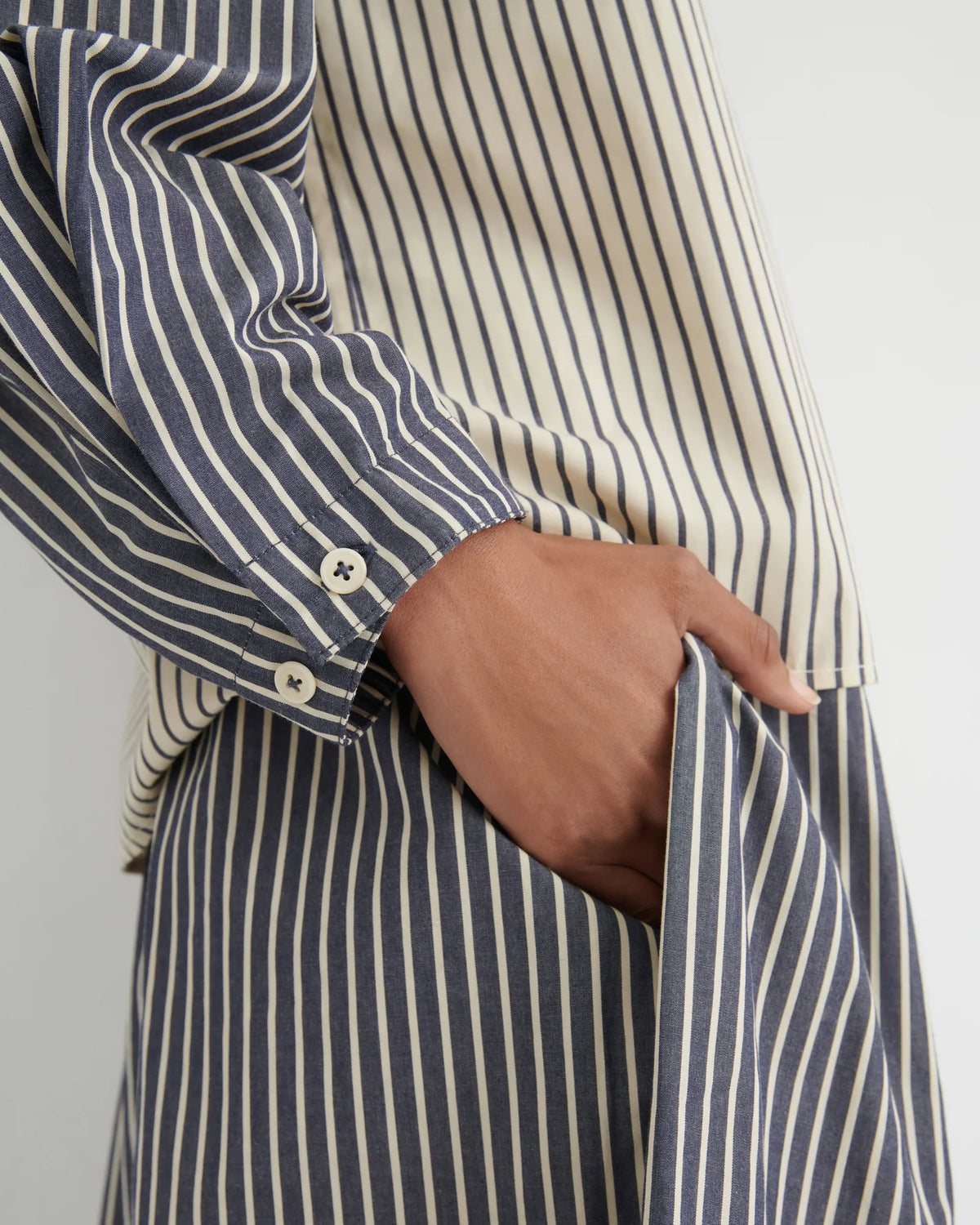 Kowtow Curate Shirt Ecru Stripe