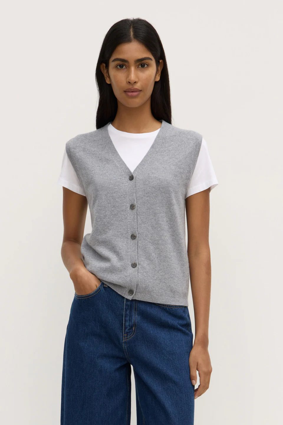 Assembly Label Lara Cashmere Knit Tank Grey Marle