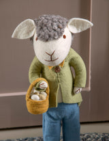 Gry & Sif Large Grey Sheep Green Jacket  &  Egg Basket