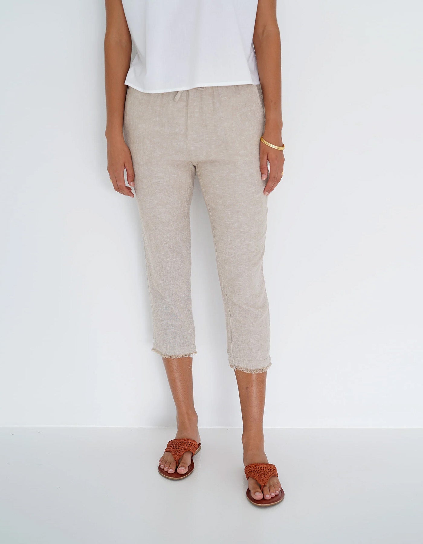 Humidity Lido Pant 3/4 Linen Natural