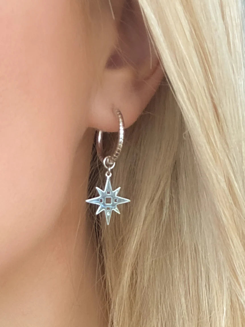 Lindi Kingi Signature Star with engraved Hoop Earrings Gold