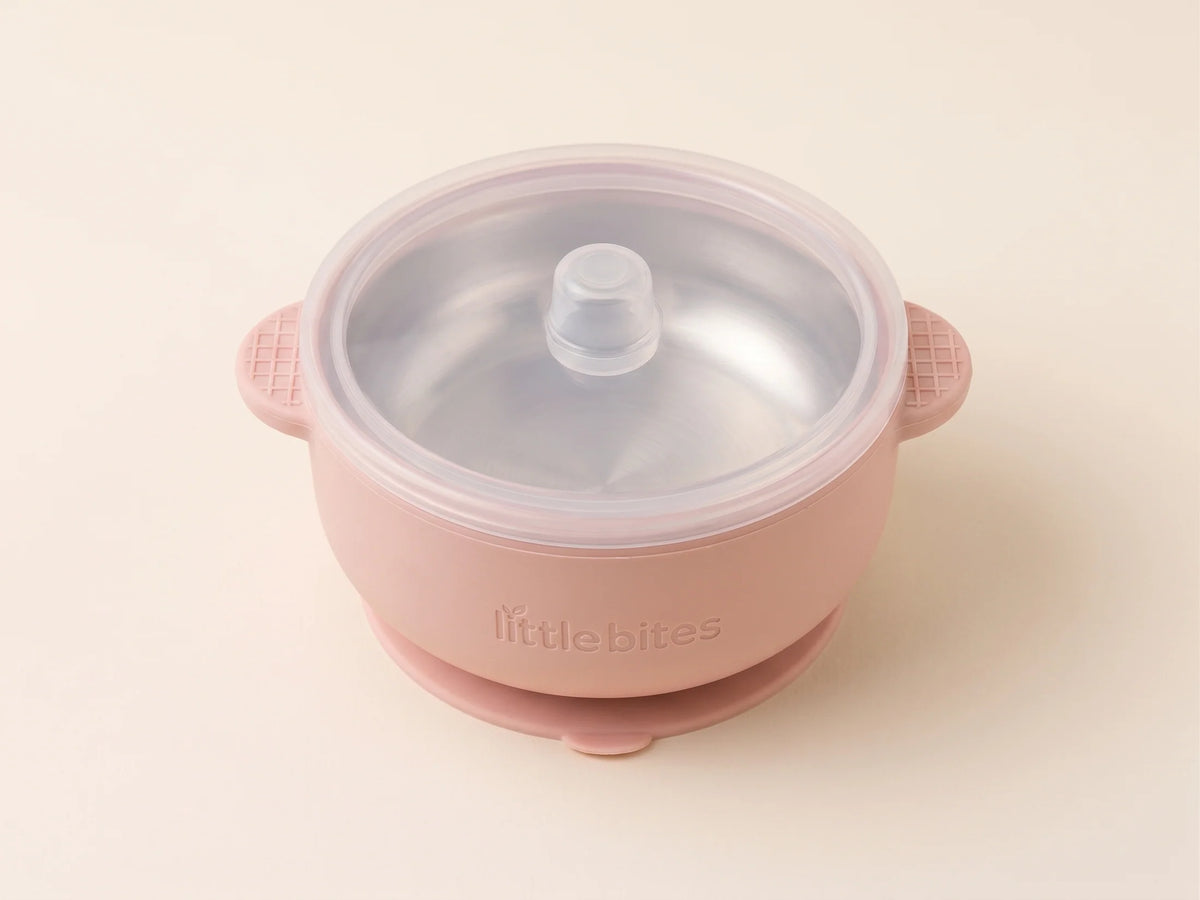 Little Bites Suction Bowl + Lid Blush