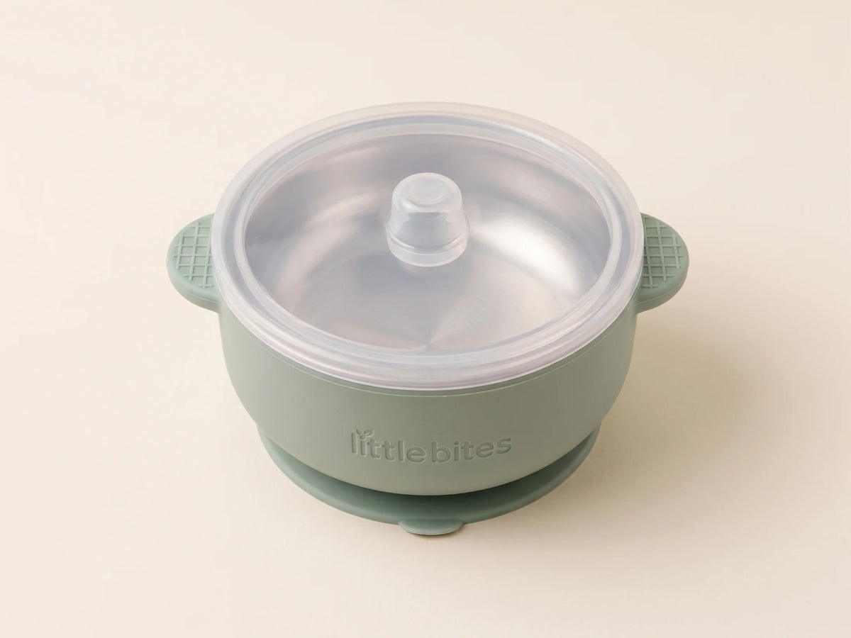 Little Bites Suction Bowl + Lid Sage