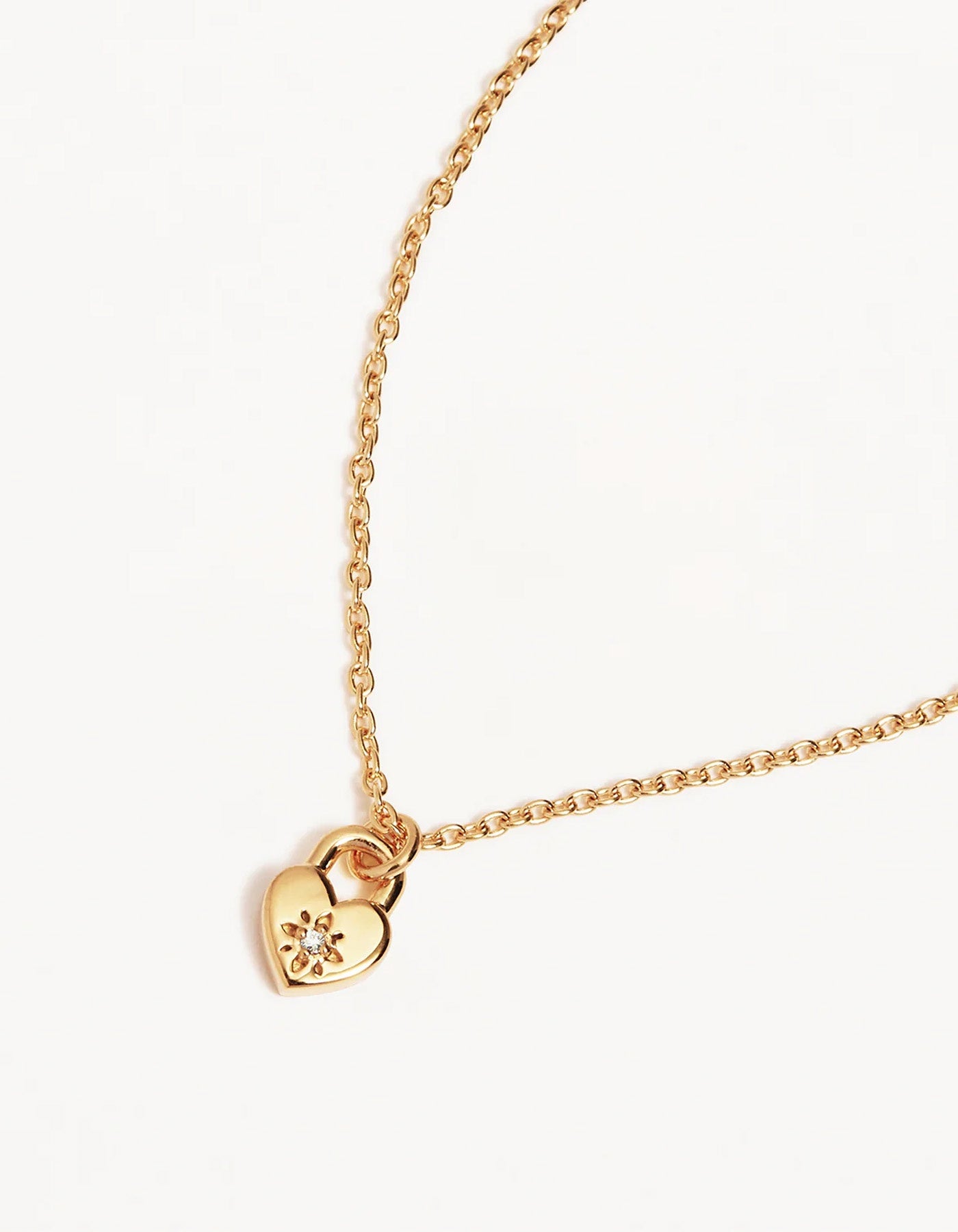 By Charlotte Crystal Lotus Heart Padlock Necklace - Gold