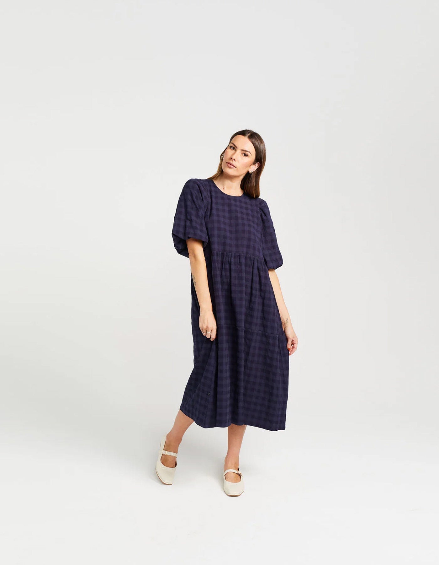 Thing Thing Lucinda Dress Navy Check