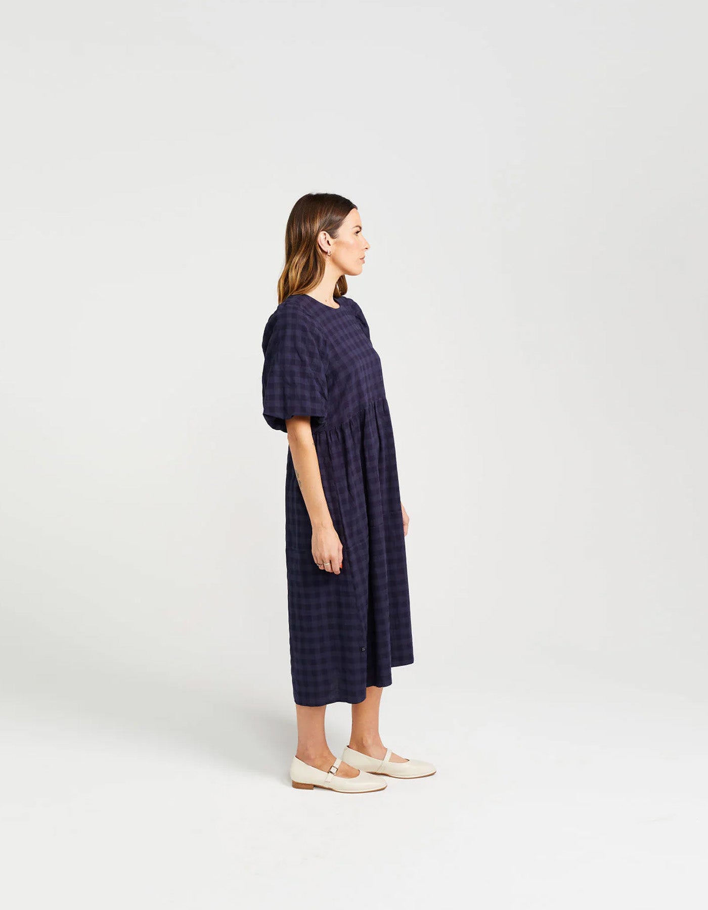 Thing Thing Lucinda Dress Navy Check