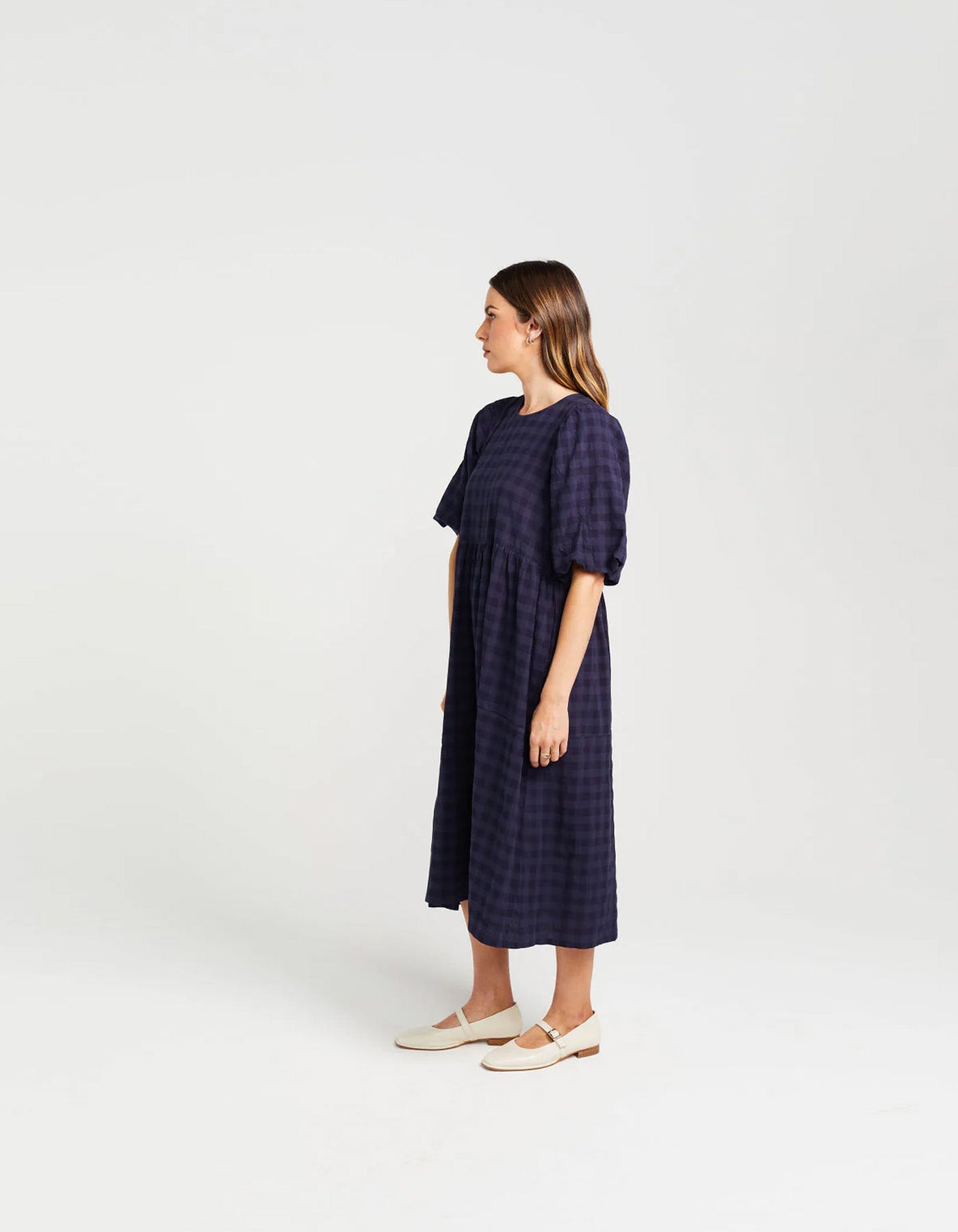 Thing Thing Lucinda Dress Navy Check