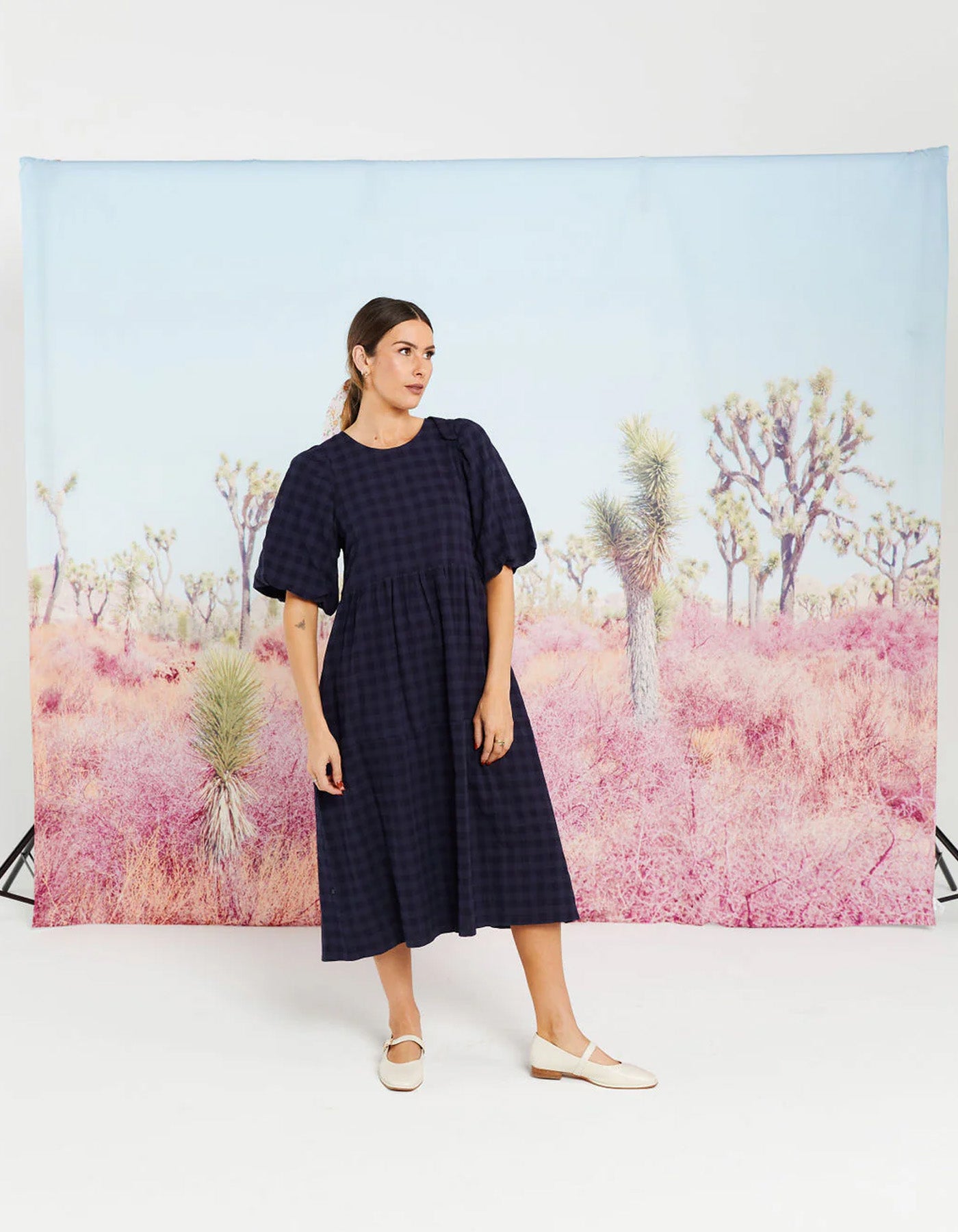 Thing Thing Lucinda Dress Navy Check