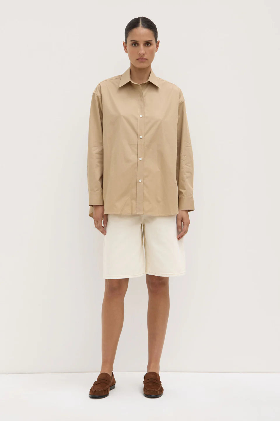 Assembly Label Marigold Poplin Long Sleeve Shirt - Tan