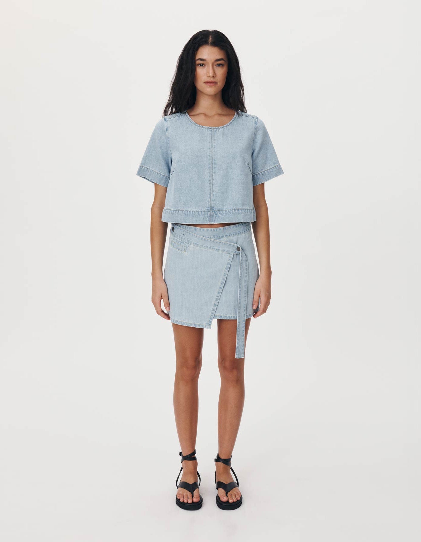 Rowie The Label Melissa Denim Mini Wrap Skirt