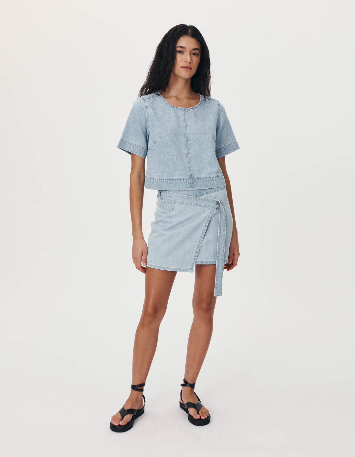 Rowie The Label Melissa Denim Mini Wrap Skirt