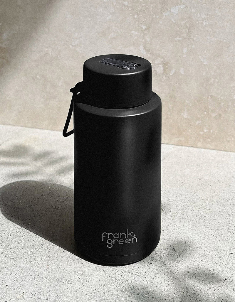 Frank Green 34oz Stainless Steel Ceramic Reusable Bottle Midnight with Straw