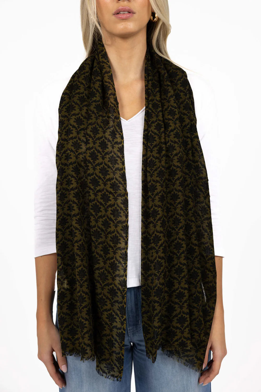 Humidity Motif Scarf Khaki Print