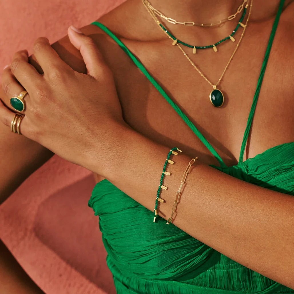 Murkani Wandering Soul Green Onyx Bracelet - Gold