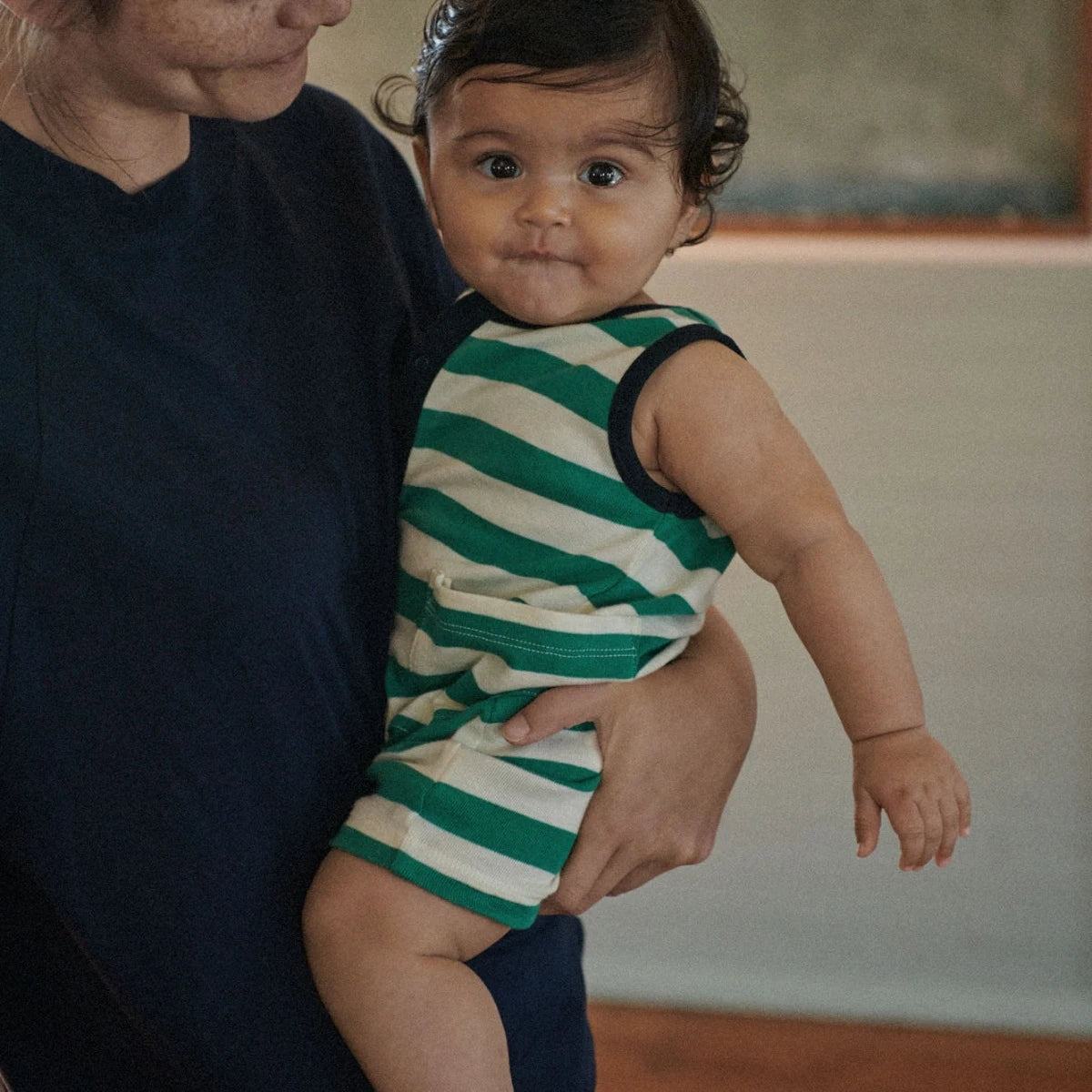 Nature Baby Camper Suit Peppermint/Navy Stripe