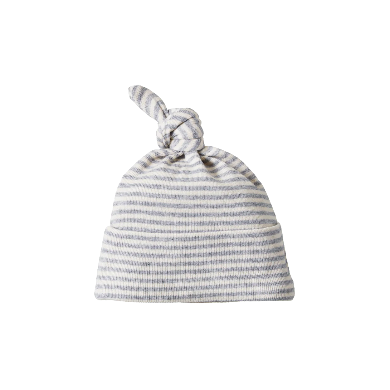 Nature Baby Cotton Knotted Beanie Grey Marle Stripe 0/6