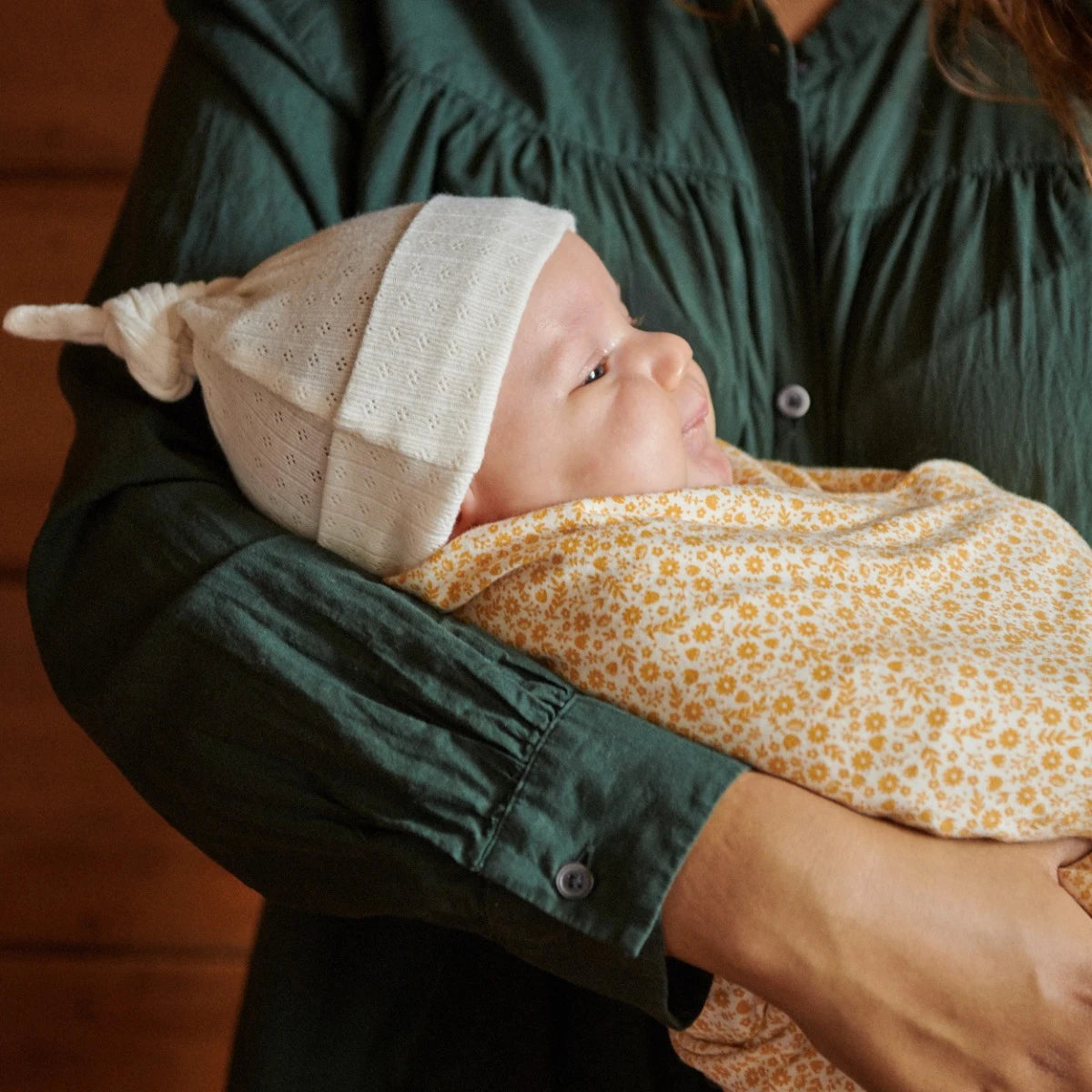 Nature Baby Knotted Beanie Pointelle Natural