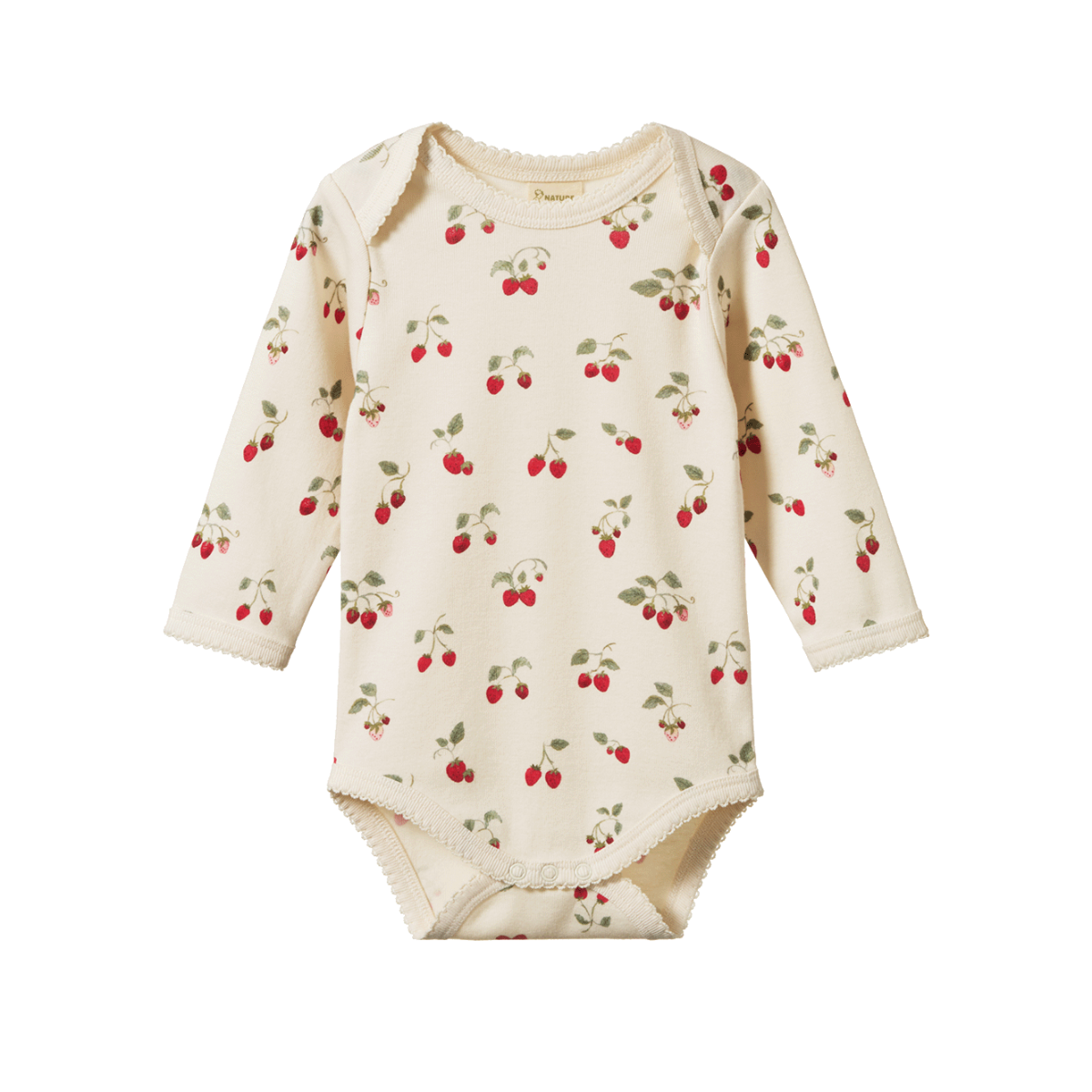 Nature Baby Long Sleeve Bodysuit Strawberry Blush Print