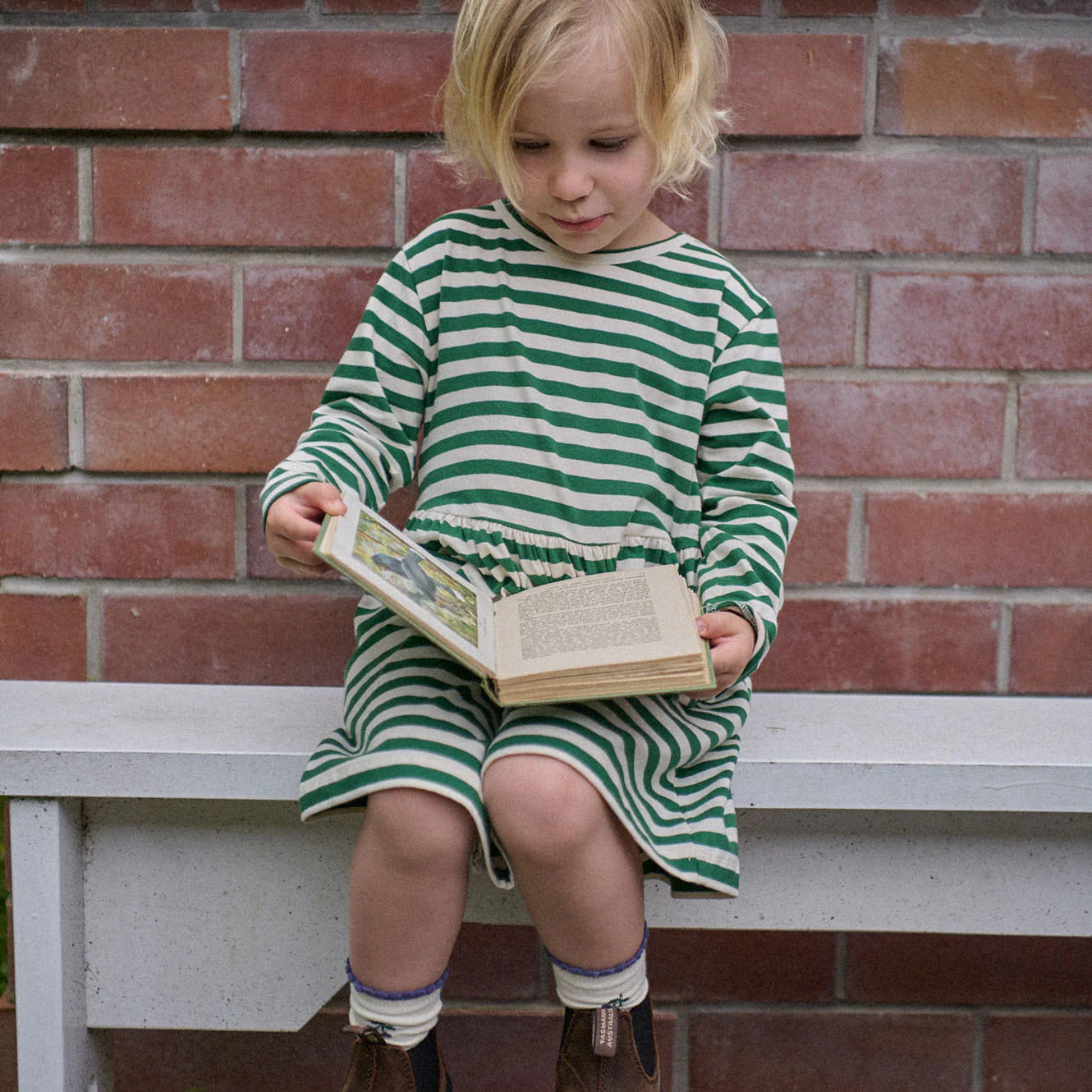 Nature Baby Long Sleeve Twirl Dress Eden Sea Stripe