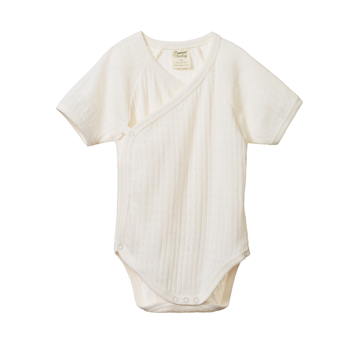 Nature Baby S/S Kimono Bodysuit Pointelle Natural