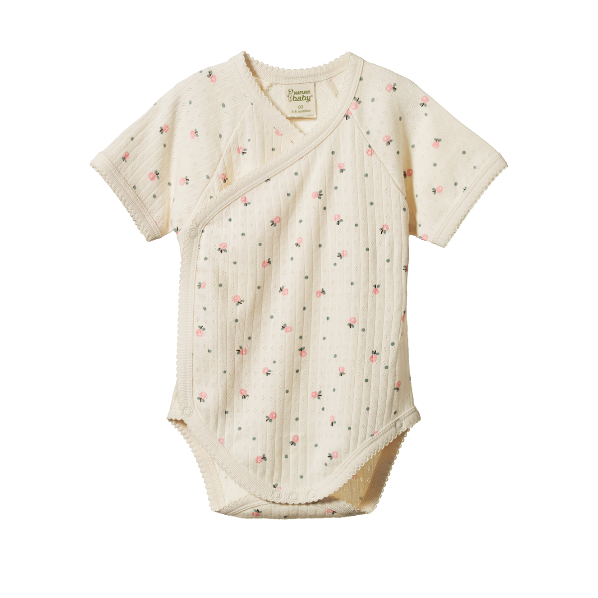 Nature Baby S/S Kimono Bodysuit Posey Blossom Print