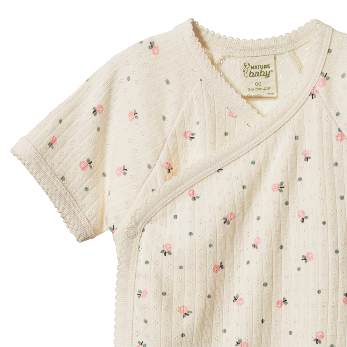 Nature Baby S/S Kimono Bodysuit Posey Blossom Print