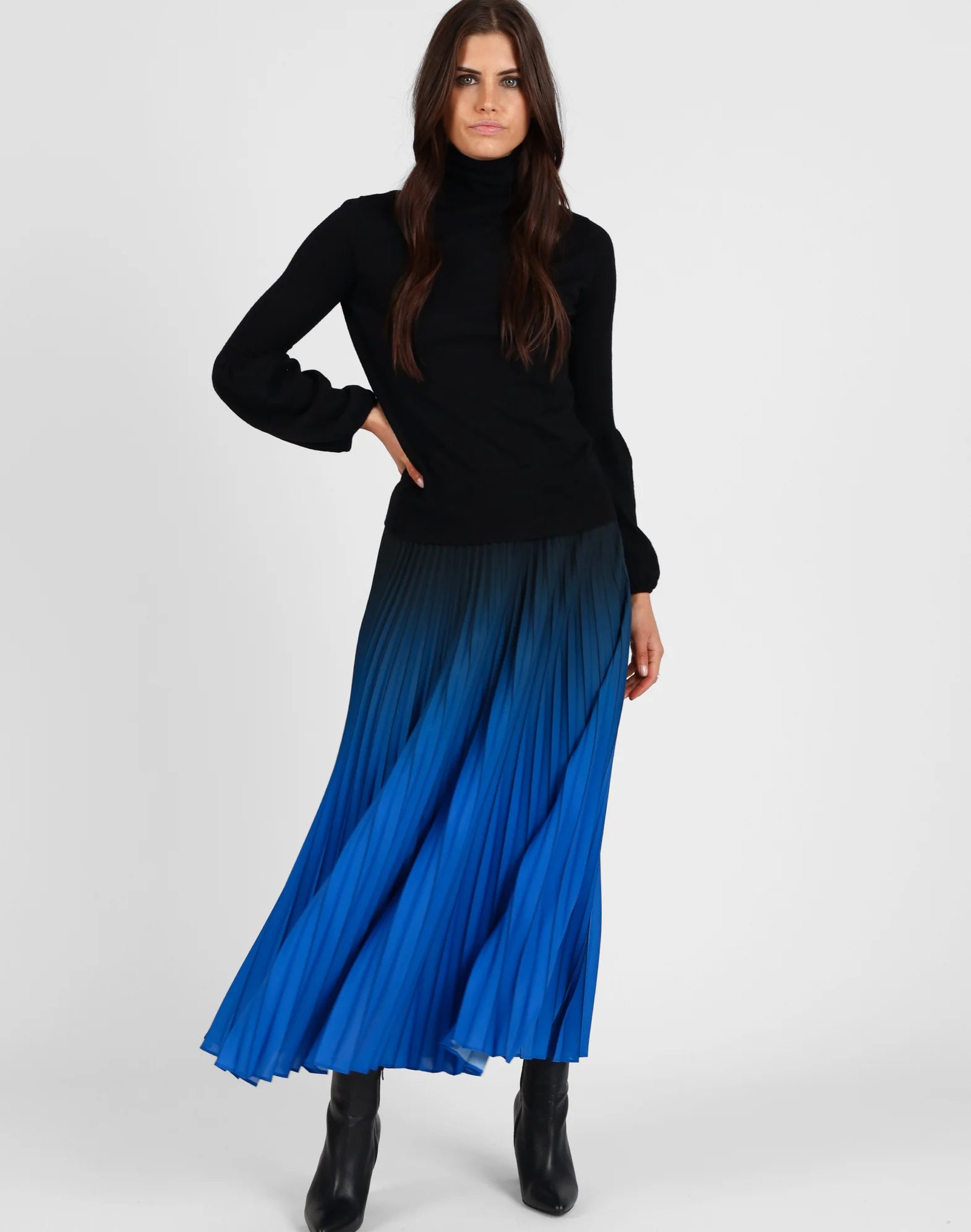 Storm Ombre Pleated Skirt Blue/Black