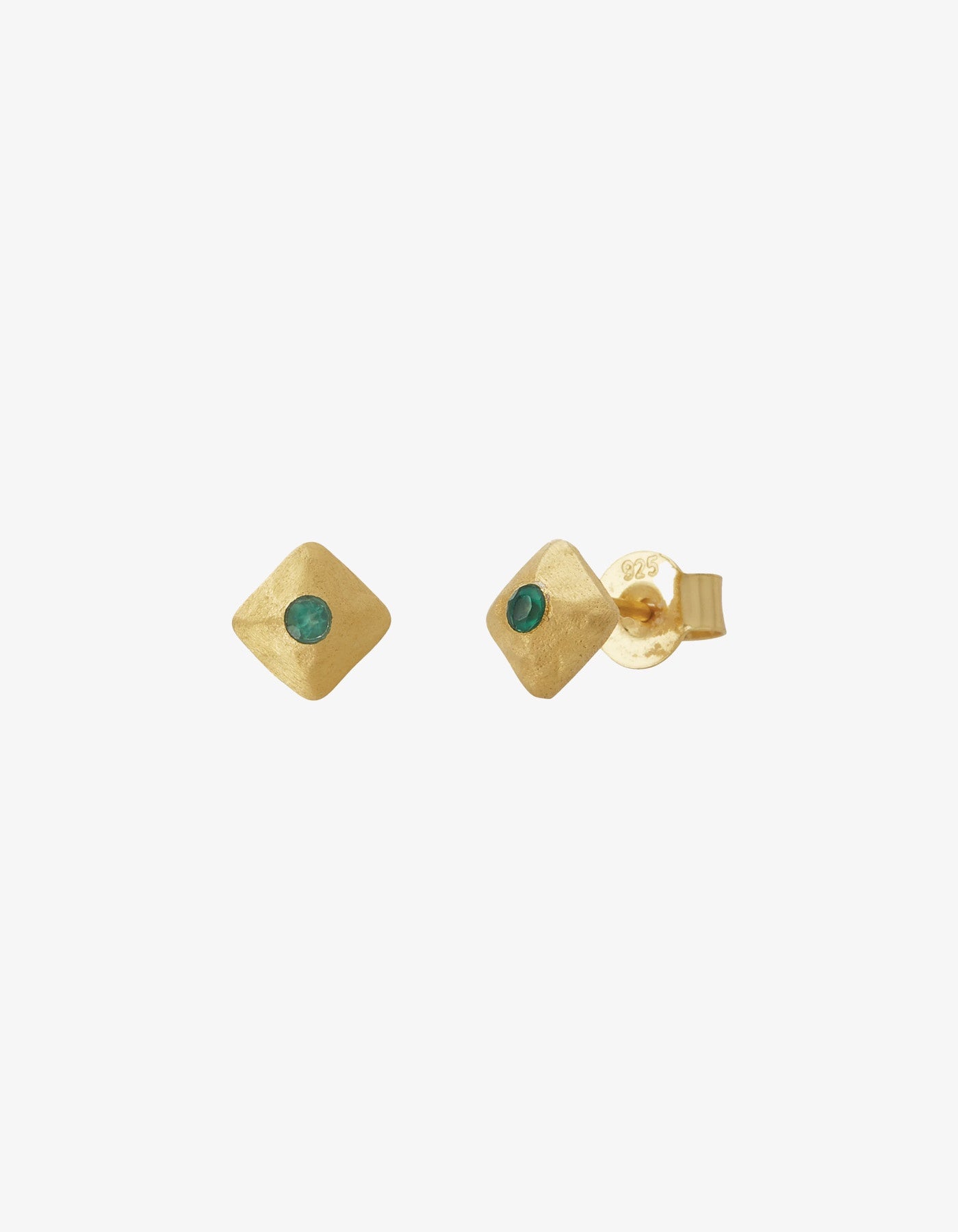 Murkani Wandering Soul Green Onyx Stud Earrings Gold Plate