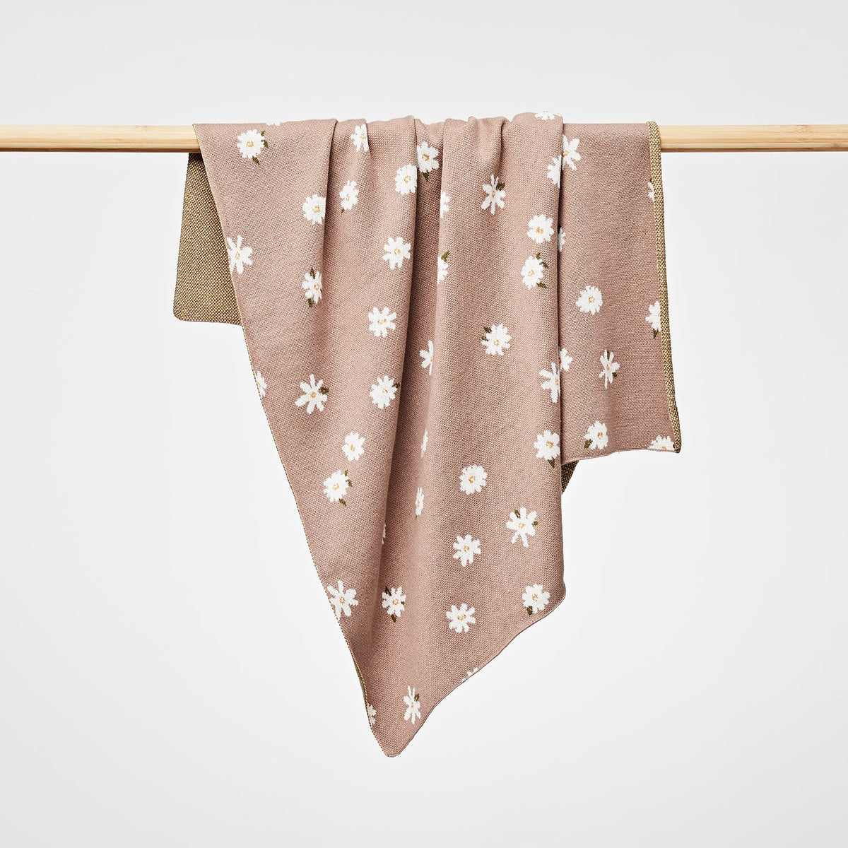 Over The Dandelions Daisy Blanket in Mushroom Organic Cotton