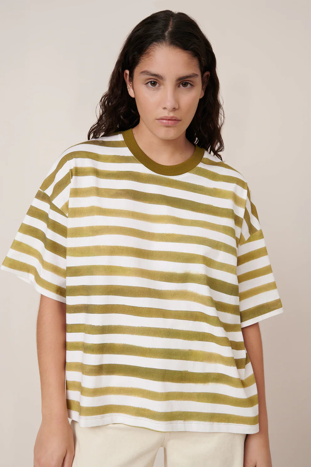 Kowtow Box Tee Brushstroke Stripe