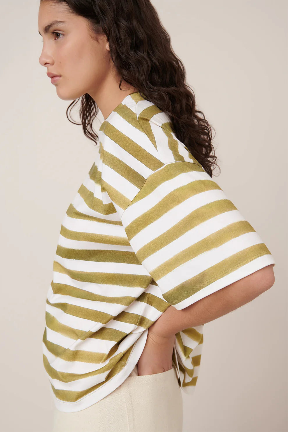 Kowtow Box Tee Brushstroke Stripe