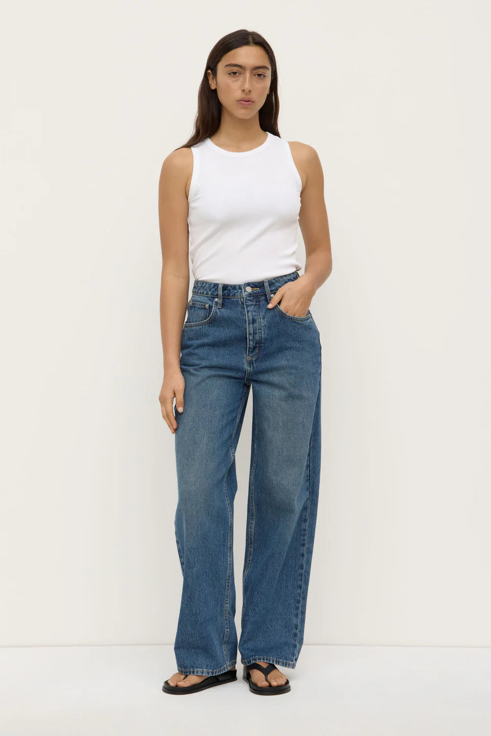 Assembly Label Oversized High Rise Jean - Dark Indigo Fade
